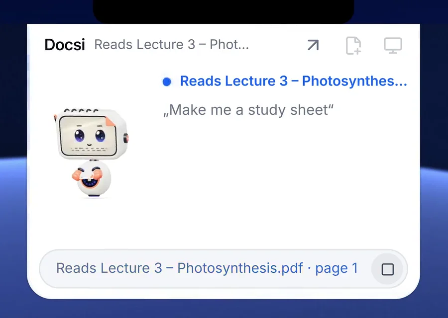 Docsi reading a lecture PDF page by page and showing the current page