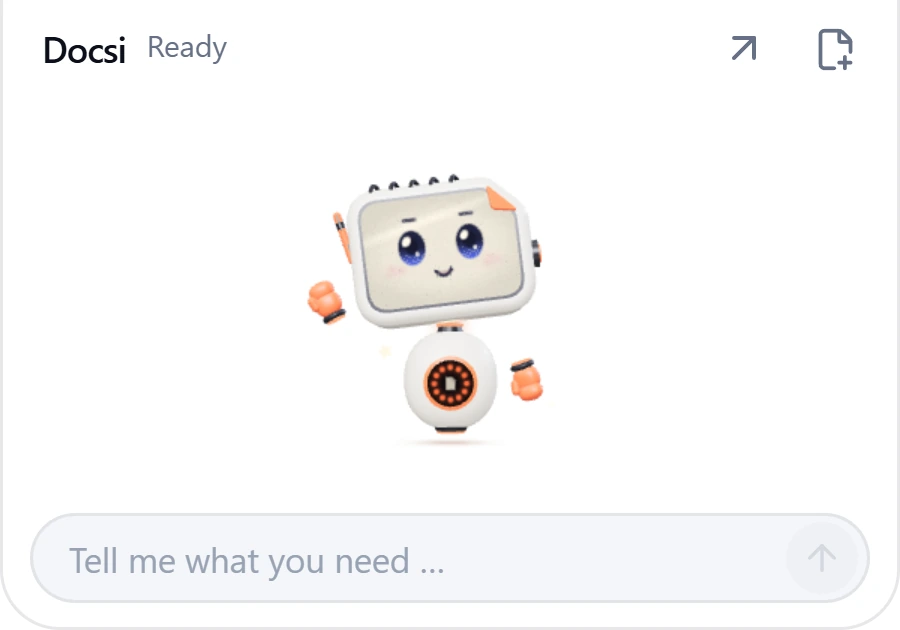 Open Docsi widget with the robot and an input field